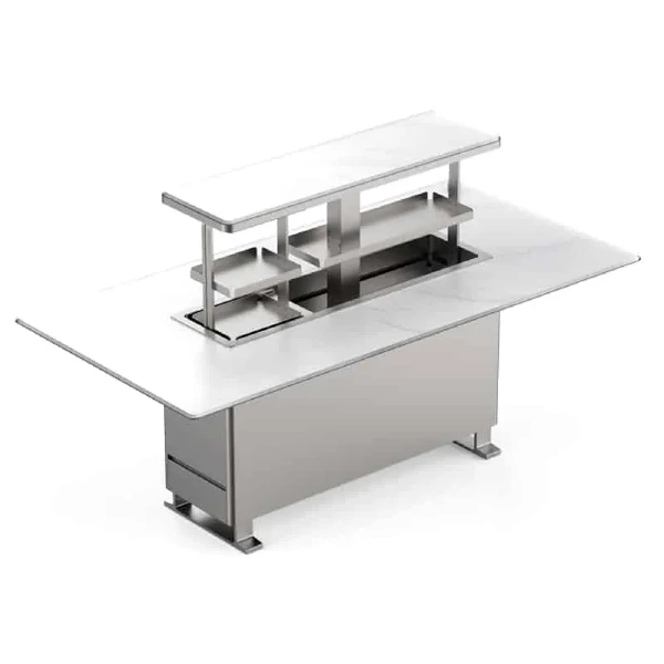 Mesa Inteligente con Elevación Eléctrica y Refrigerador integrado CB-150 A74xL100xL200 Cm Blanco